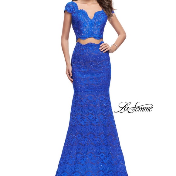 La Femme Prom Dress - Crystal/Royal Blue - Picture 1 of 6